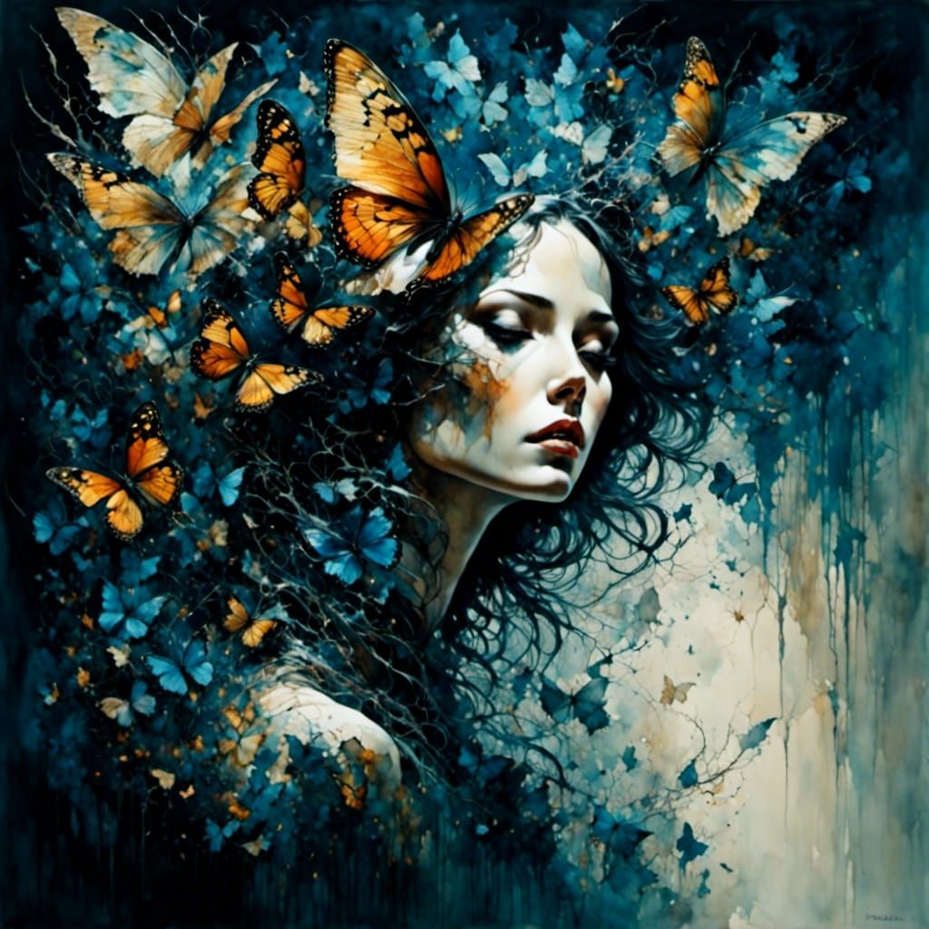 Veiled Farewell in Dark Romantic Watercolor