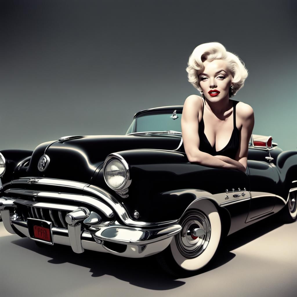 Marilyn Monroe and Black Buick: Retro Pop Art