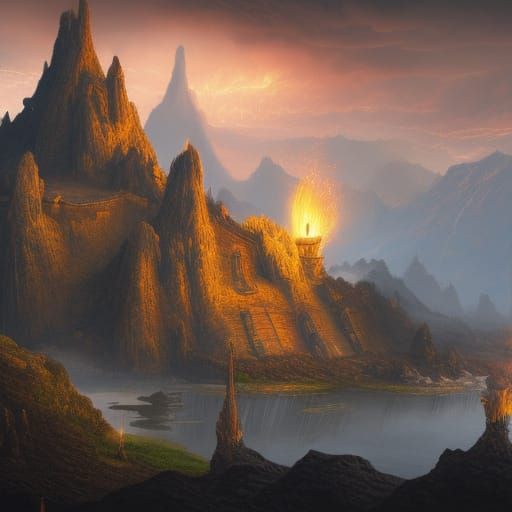Volcanic Castle: Detailed Matte Painting