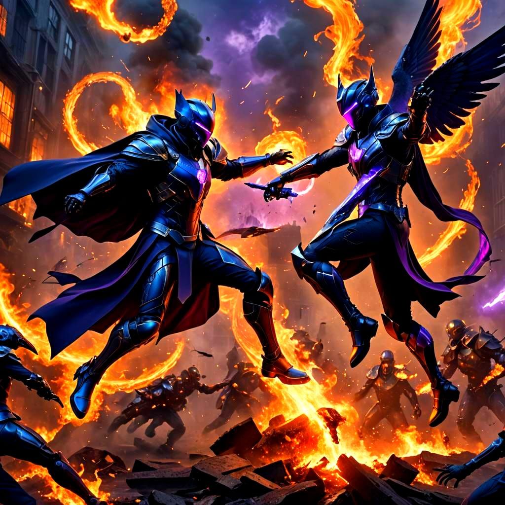 Cybernetic Pyromancer vs Winged Warrior: Epic Battle