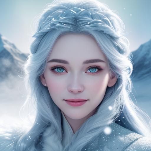 Snow Queen Portrait in Hyper-Realistic 3D Art