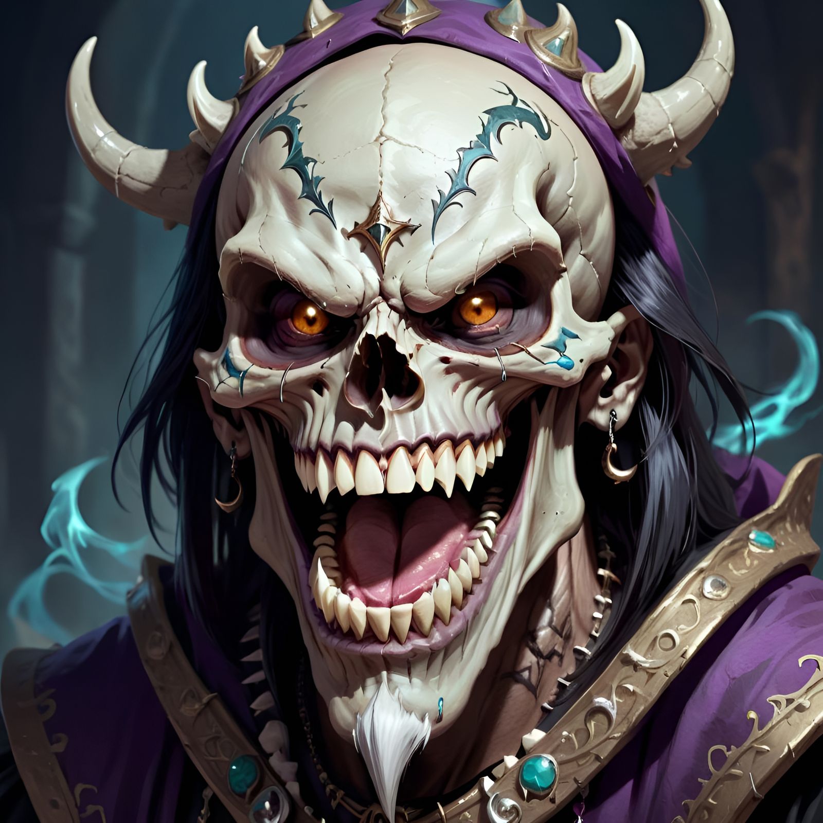 Exotic Skull Portrait of a Happy Sin-Eater Mage
