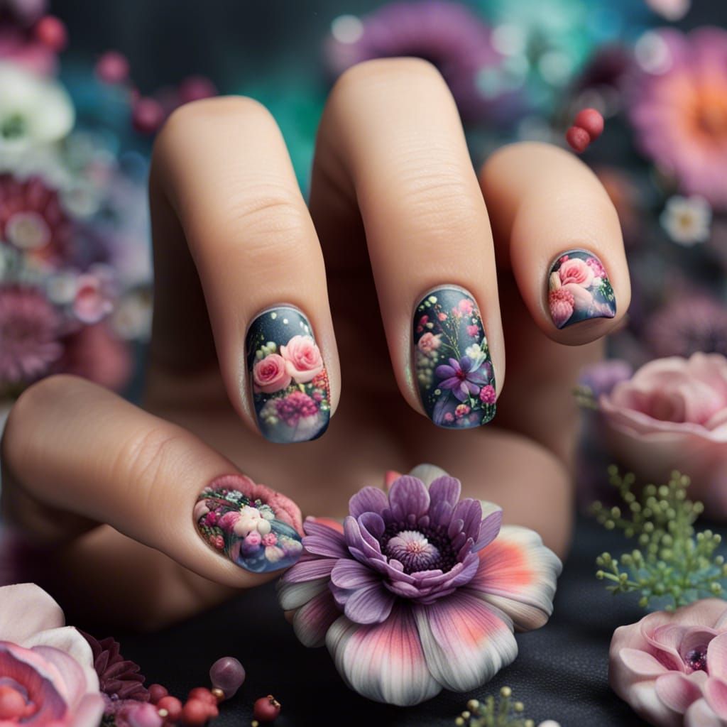 Inspired by Flowers Nail Art