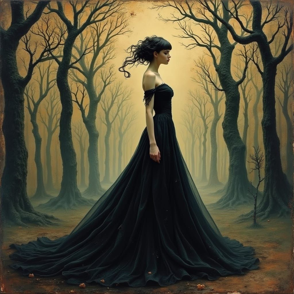 Elegant Woman in Gothic Surrealist Style