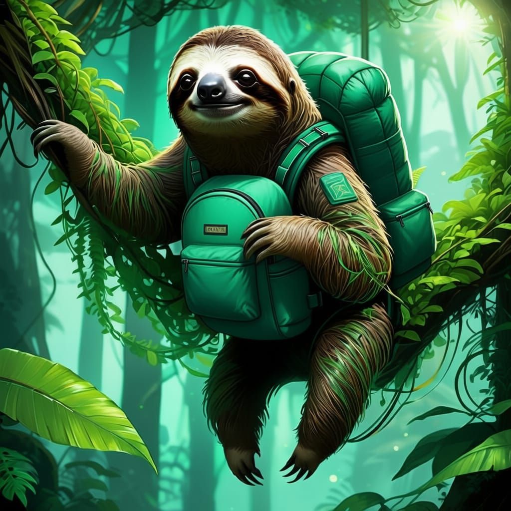 Sloth Parachuting with Magical Tiara