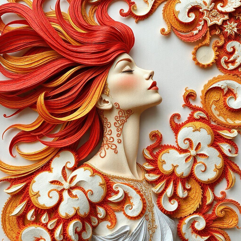 Fractal Woman with Flowing Hair, Digital Art