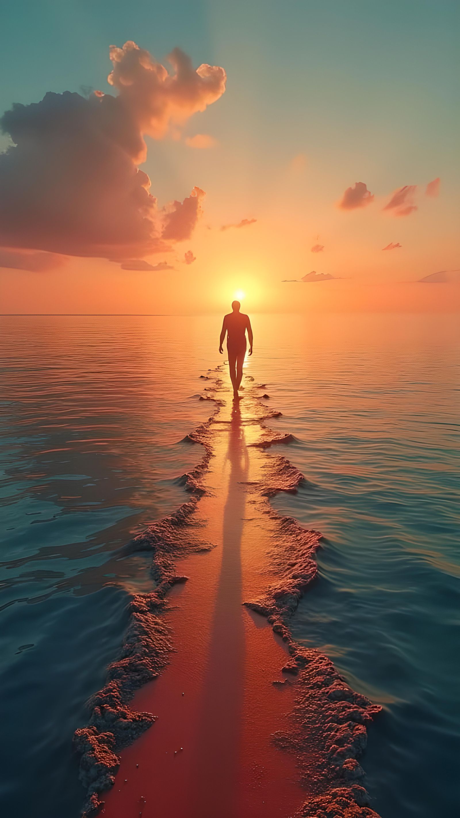 Man Walks on Land Created by Pencil, Photorealism