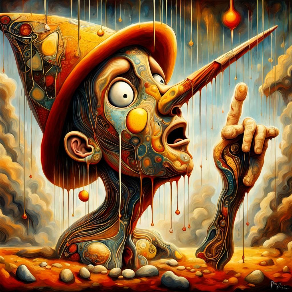 Surrealist Pinocchio Digital Painting with Plasma Textures