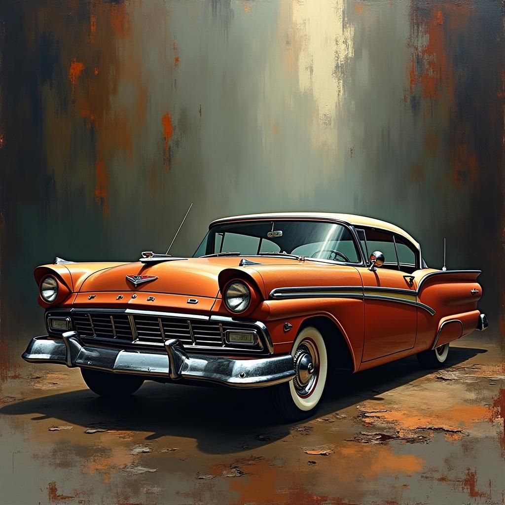 1957 Ford Fairlane in Photorealistic Oil Painting Style