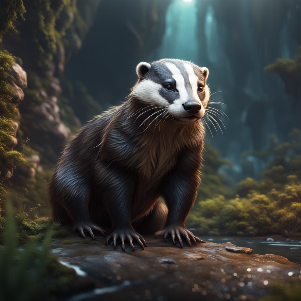 Fantastical Badger-Otter Hybrid in Detailed Matte Style