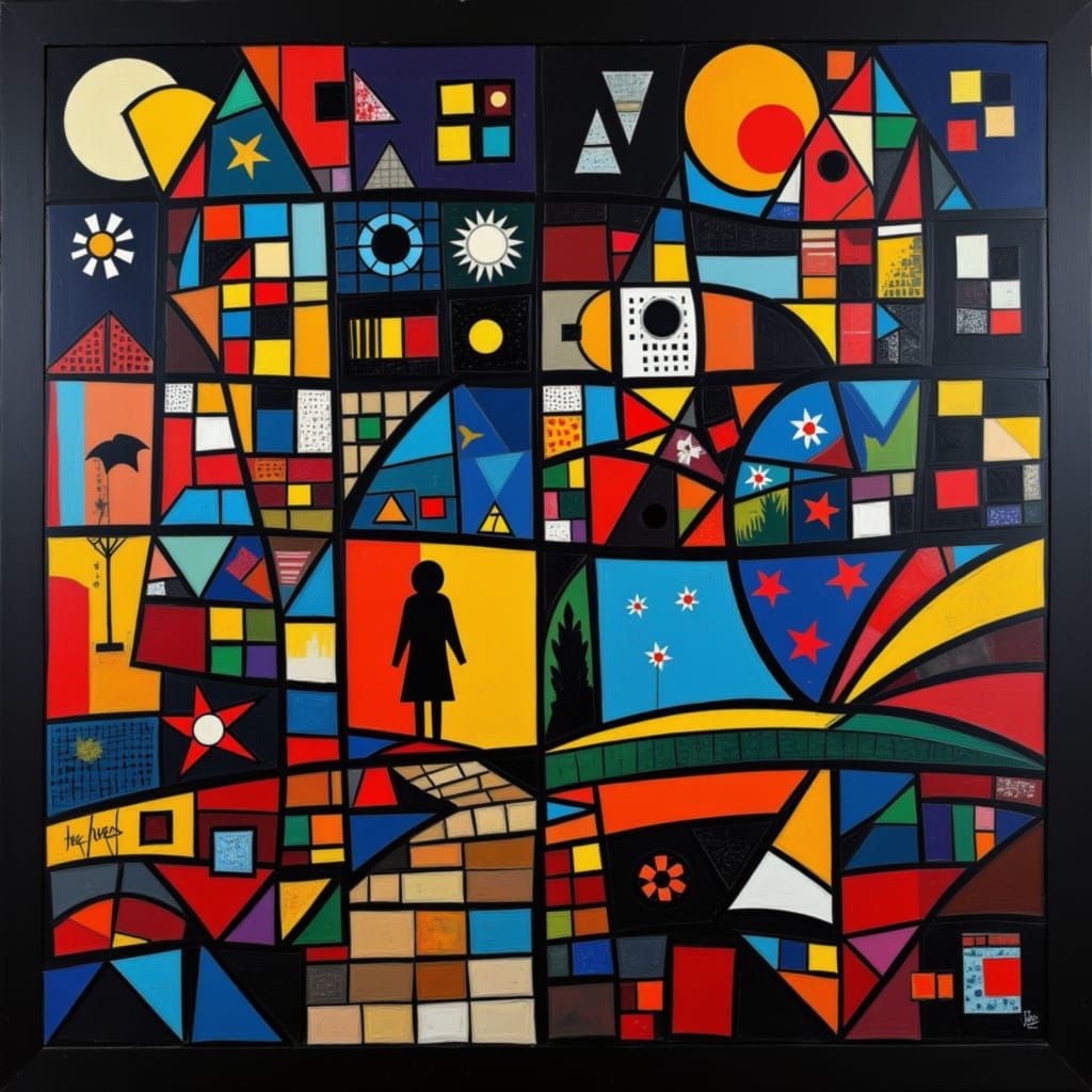 Woman Embodies Night's Beauty in Abstract Style