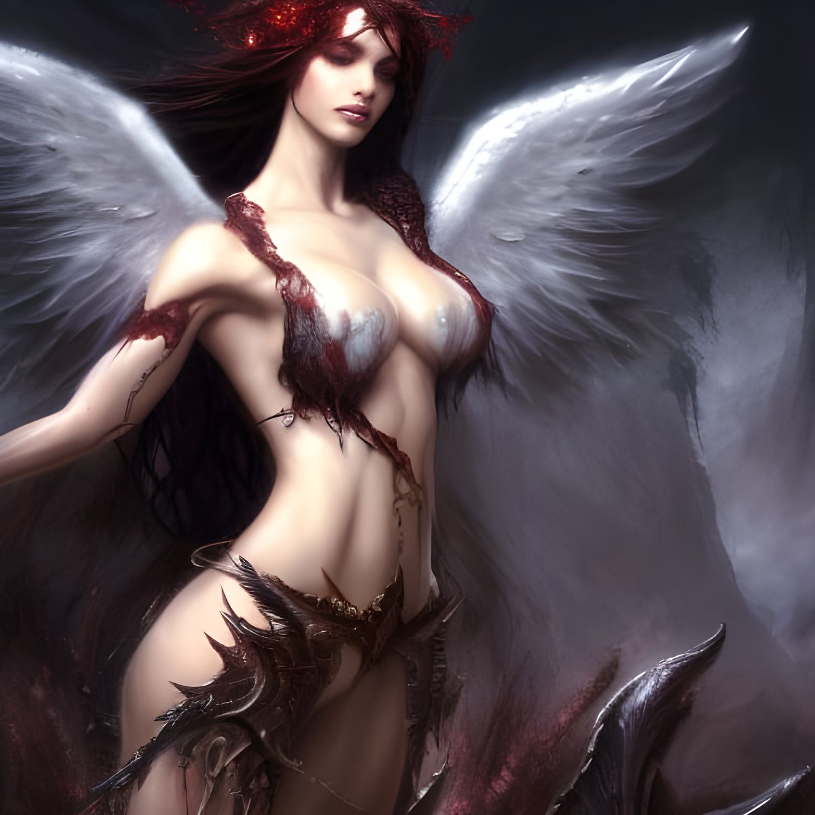 Dark Fallen Angel Emerges from Pool