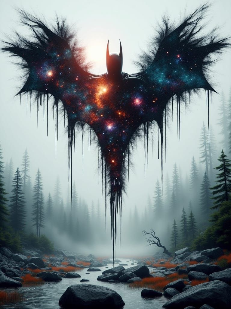 Spawn/Batman Logo in Galaxy Double Exposure