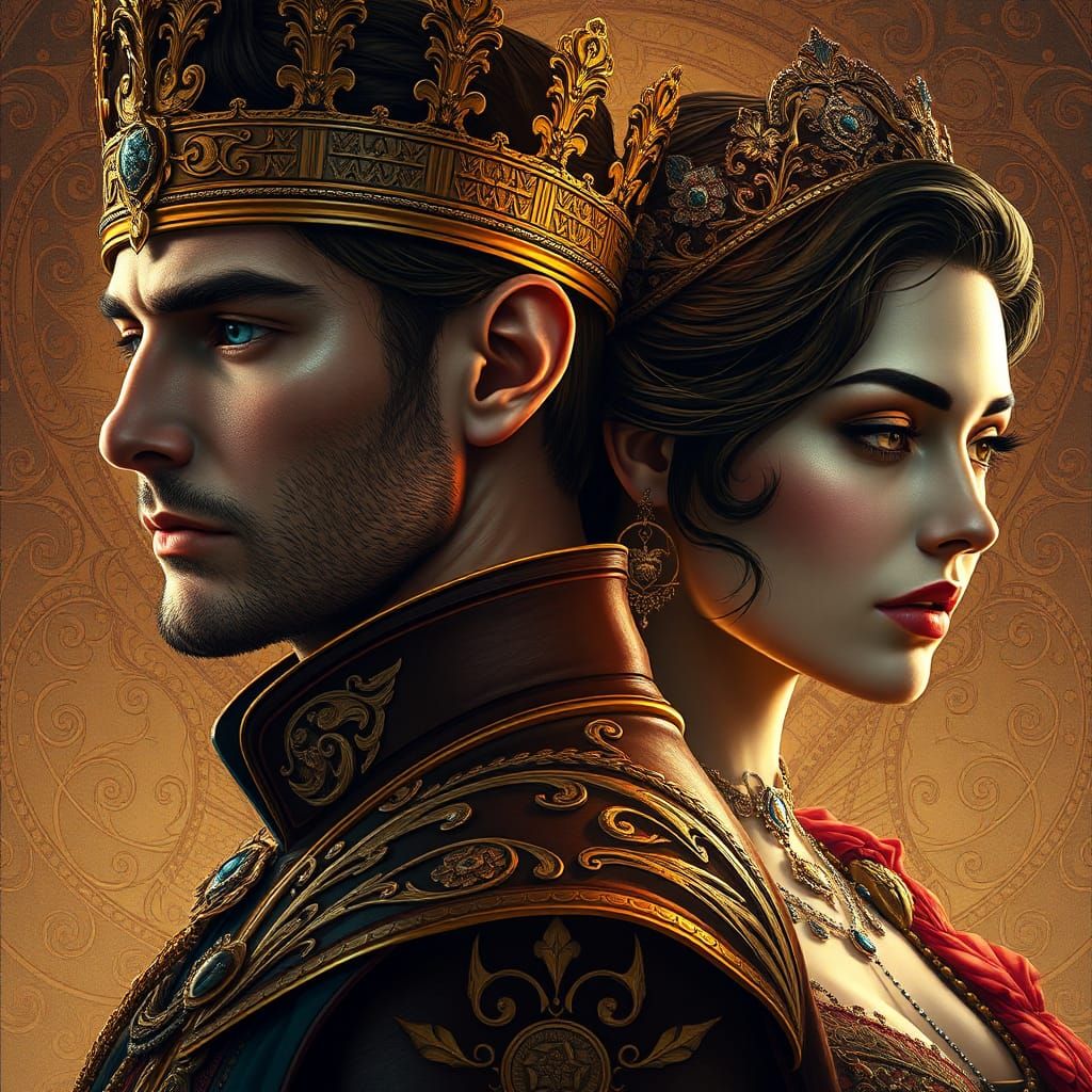 Regal Portrait Inspired by Art Nouveau