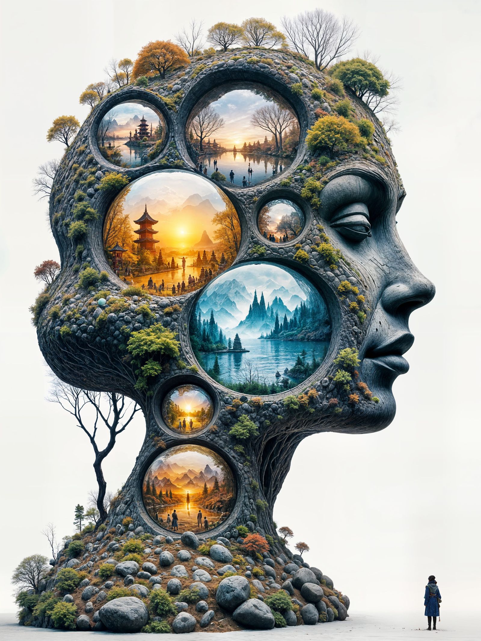 Seasonal Landscapes in Glass Spheres: Cultural Fusion