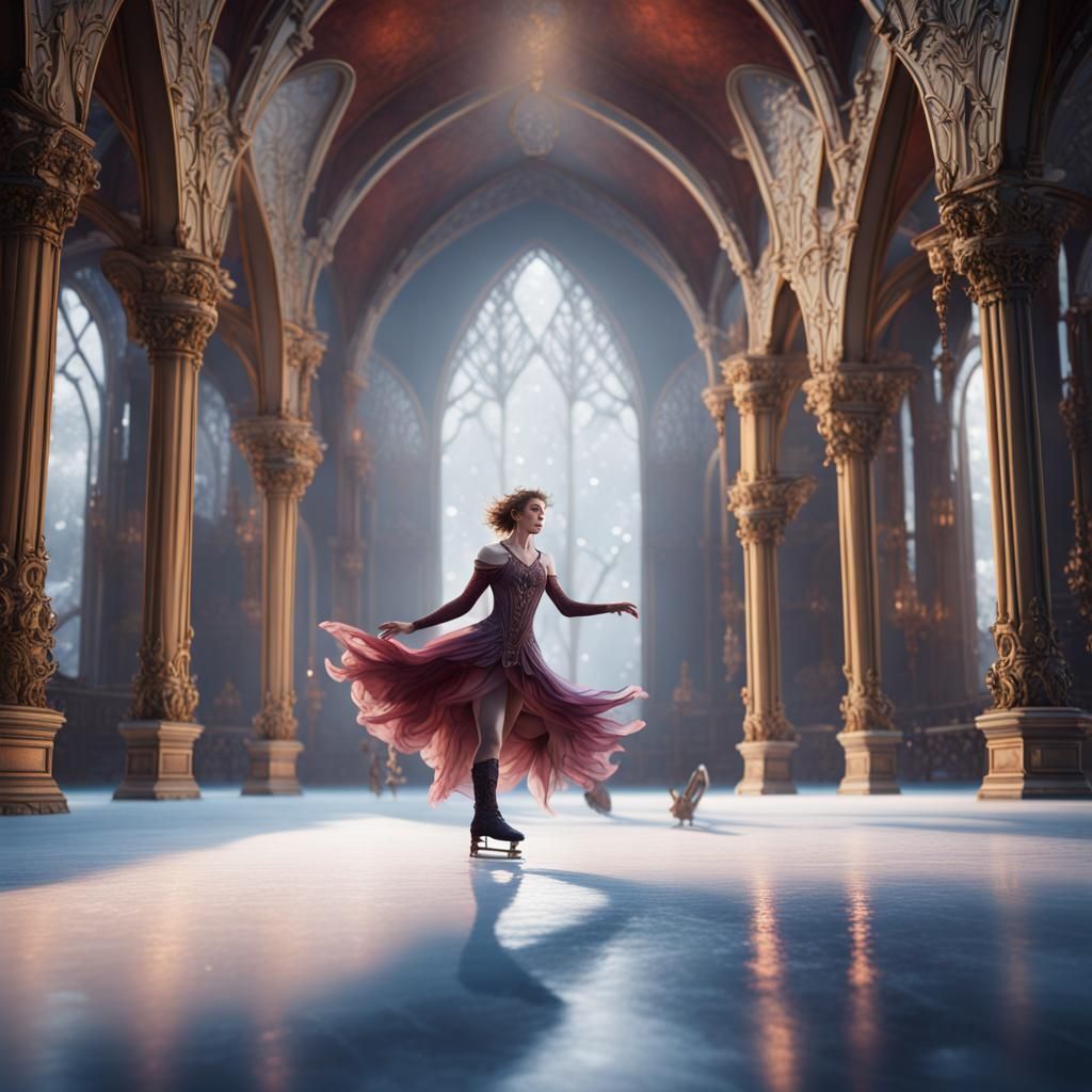 Dynamic Figure Skater in Detailed Fantasy Art