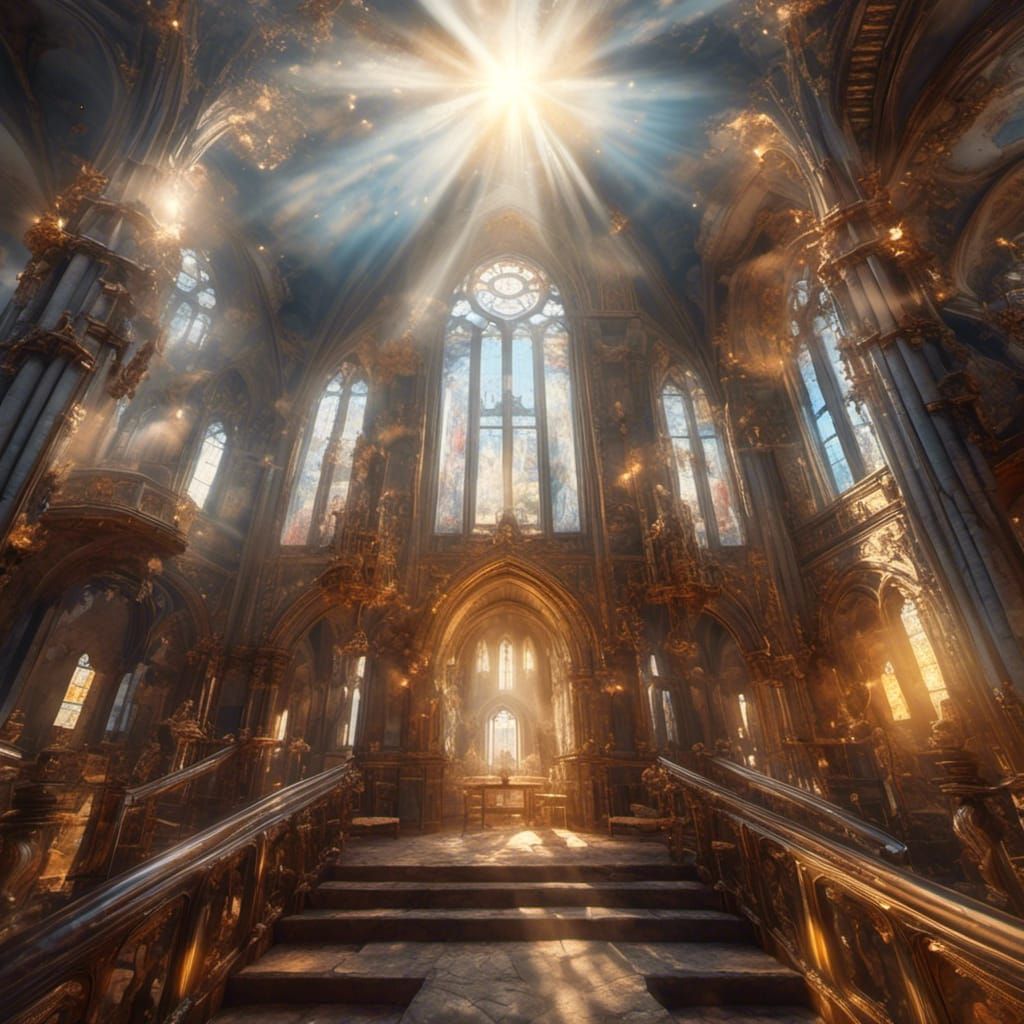 Heavenly Light Streams into Church Tower