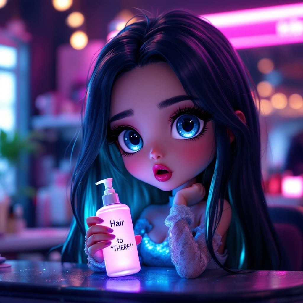 Cinematic CGI Chibi Goddess with Radiant Hair and Beauty Sho...