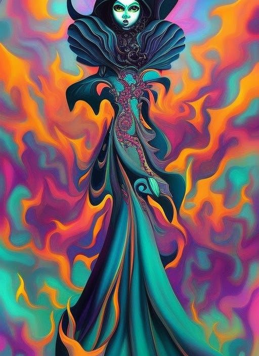 Eldritch horror Insanely detailed intricate image of an evil puppet master ♥️✨ in the style of Melanie Rodriguez's 'No P...