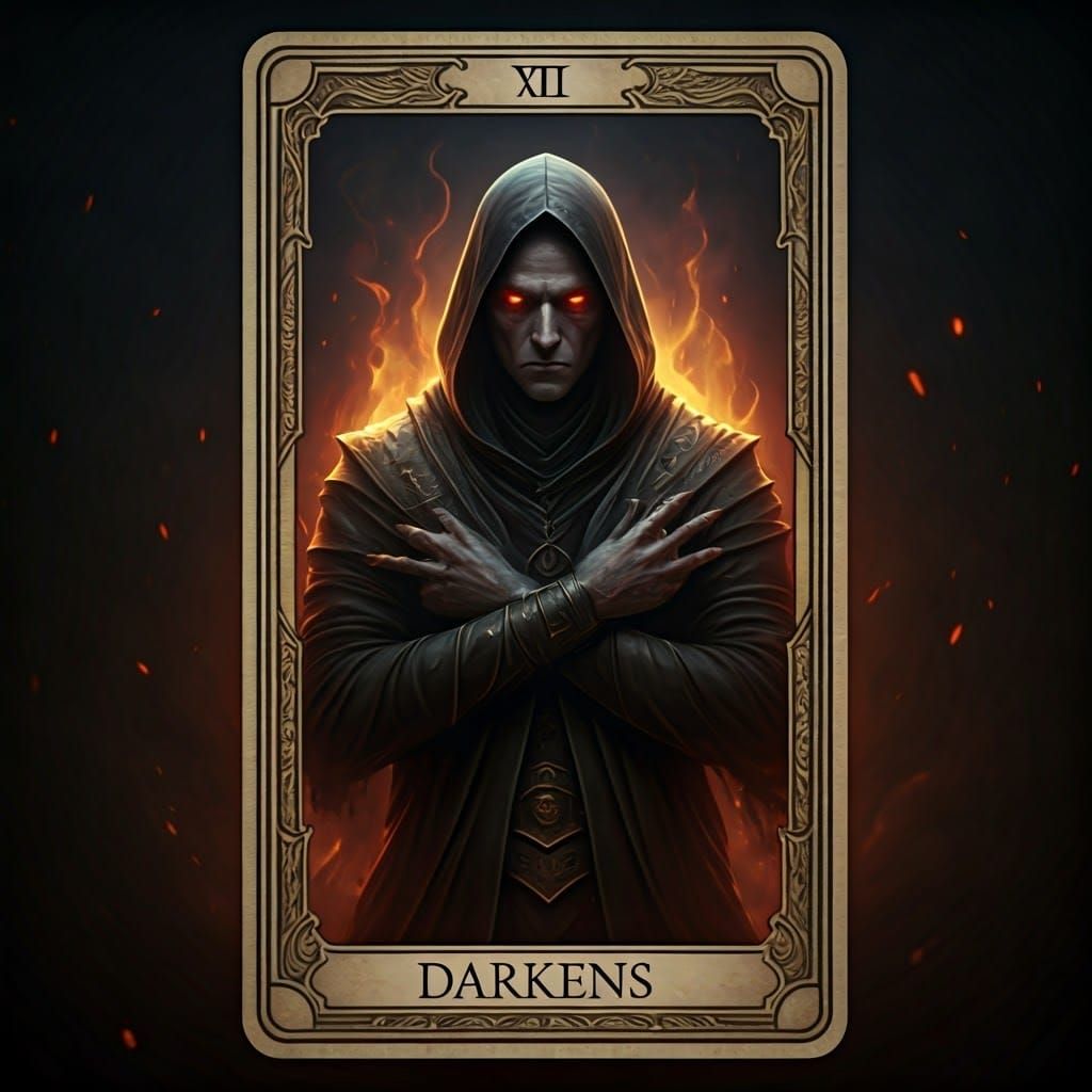 Fantasy Tarot Card: Anxiety Personified