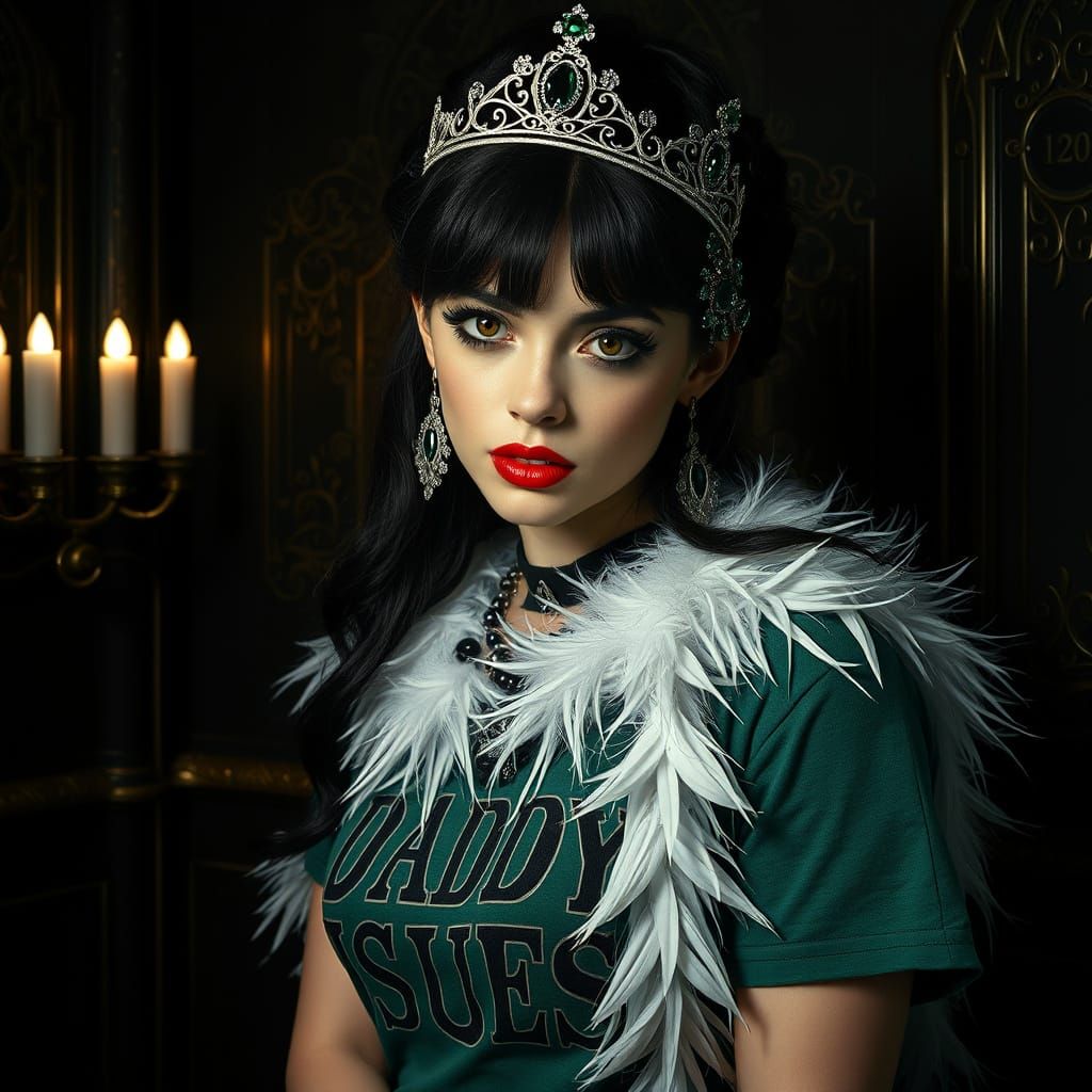 Ethereal Goth Princess in Dramatic, Mystical Scene