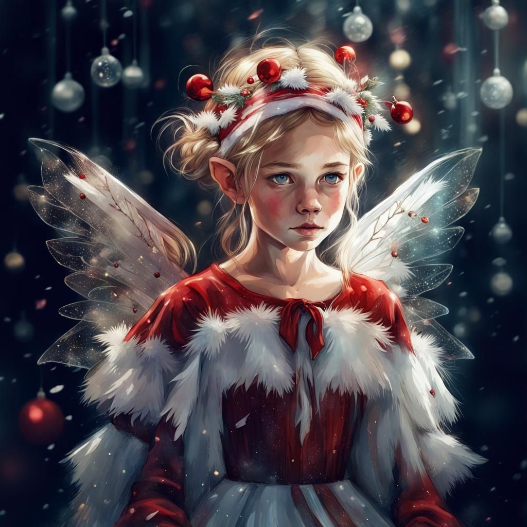 Festive Christmas Elf Portrait in Digital Art Style