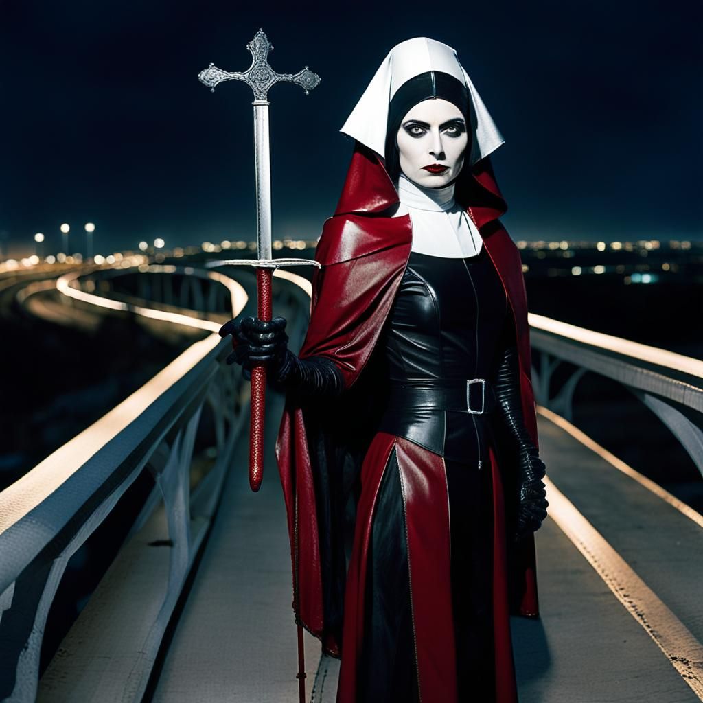 Ruby Nun Anti-Hero in Dark Fantasy Style