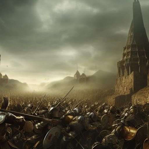 Epic Medieval Battle Scene: Digital Matte Painting