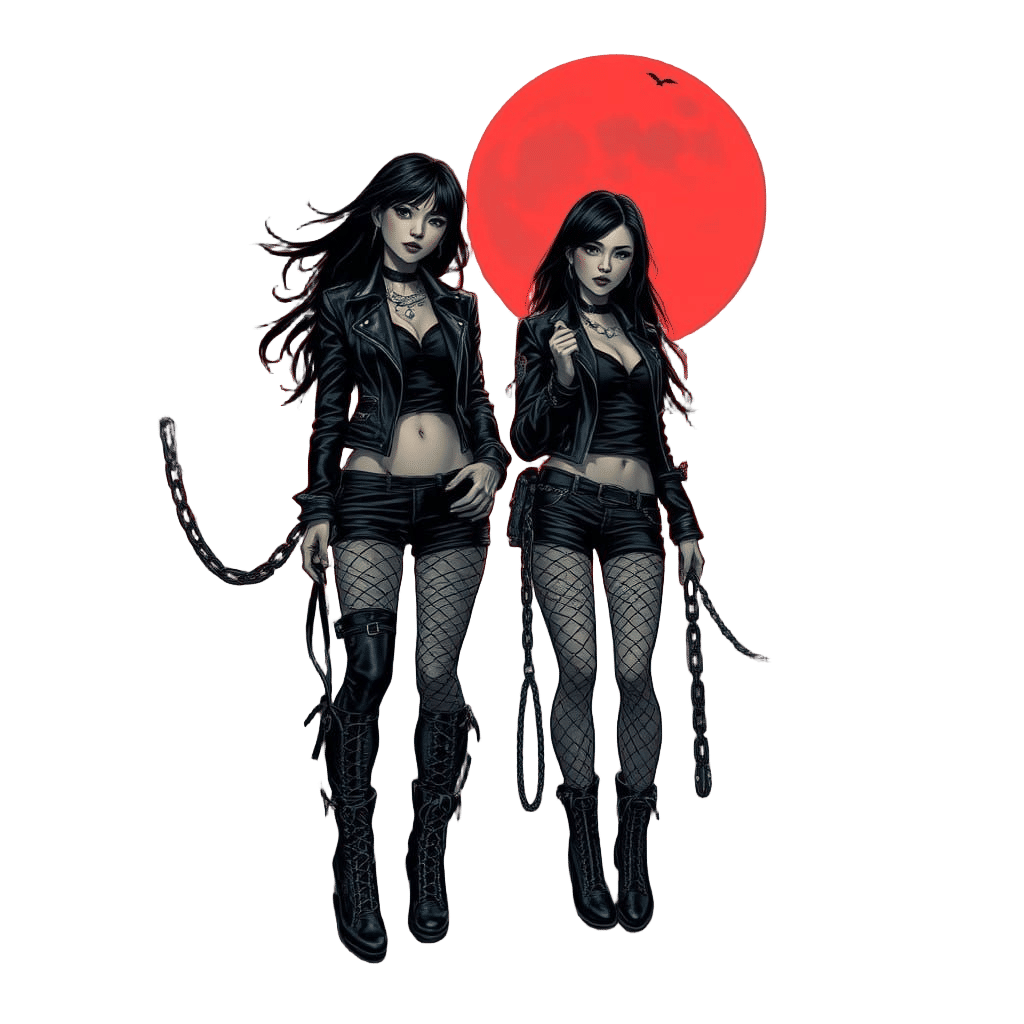 Asian Punk Goddesses Reign in Blood-Red Cemetery