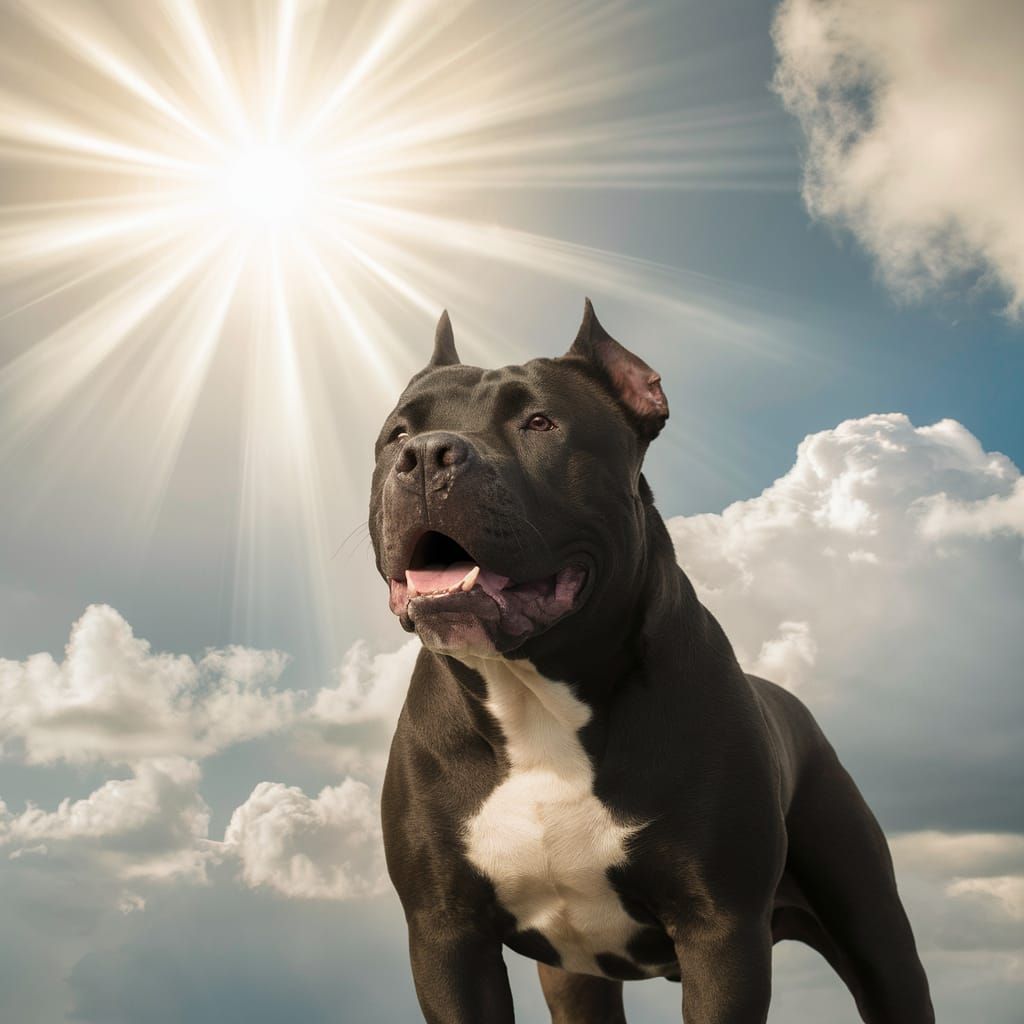 Majestic Black Pitbull in Divine Sunshine