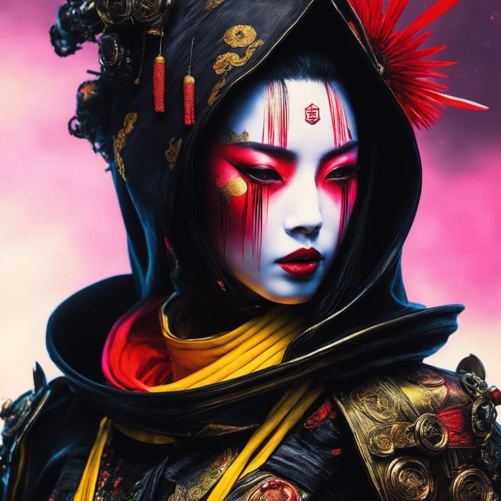 Lethal Geisha Cyborg Assassin in Neon Dystopia
