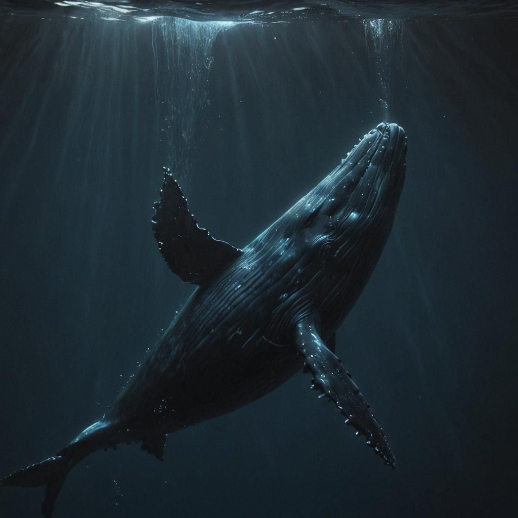 Bioluminescent Whale Saves Man: Underwater Concept Art