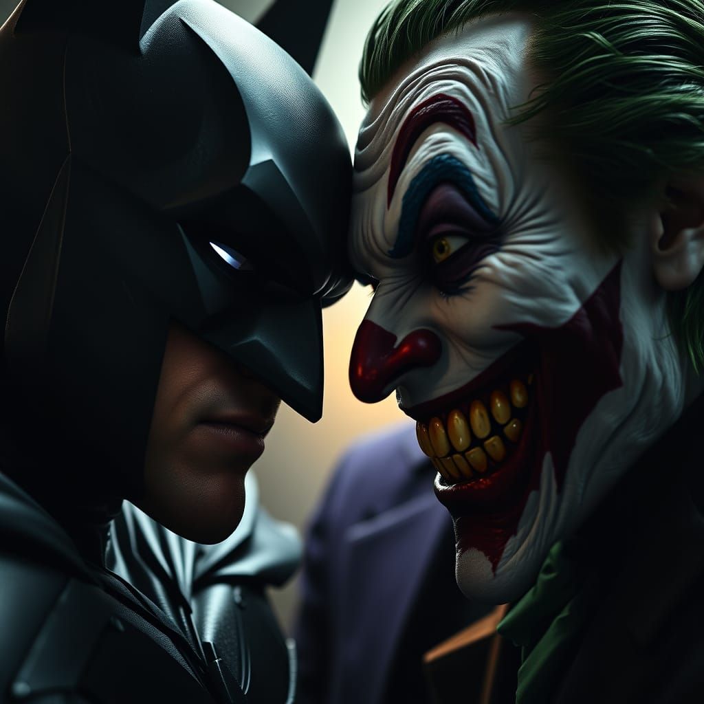 Menacing Batman Faces Off Against Twisted Joker in Dark, Gri...