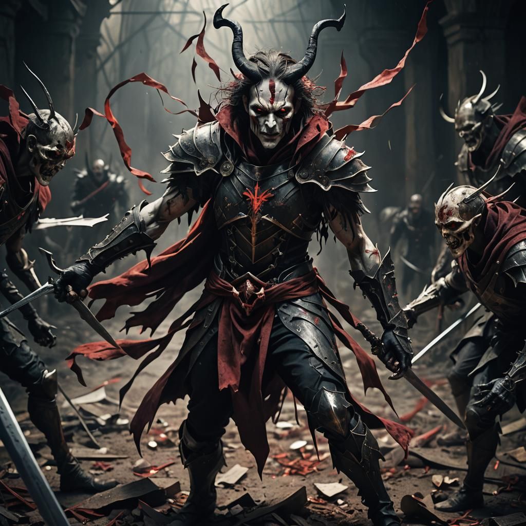 Fallen Angel Weaving Shadows in Surreal Art