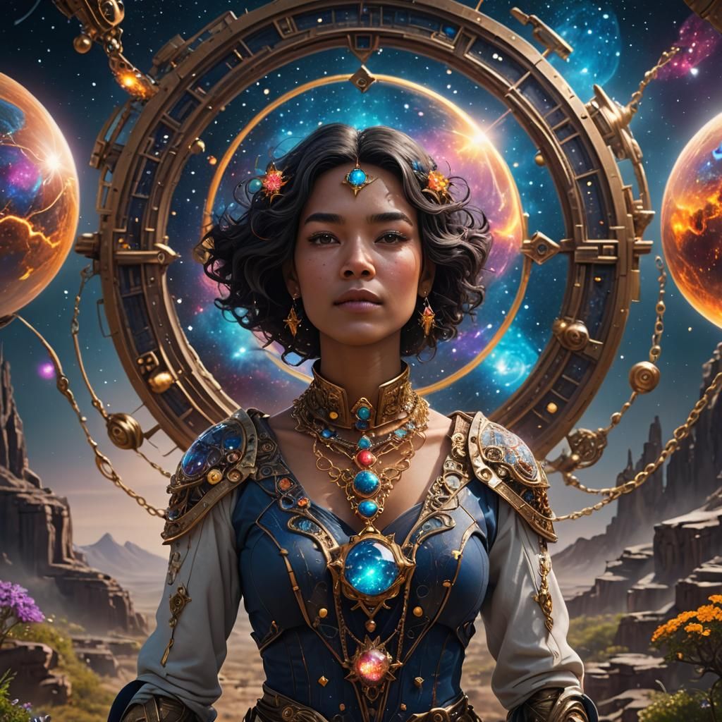 Cosmic Woman: Detailed Fantasy Art in 8k