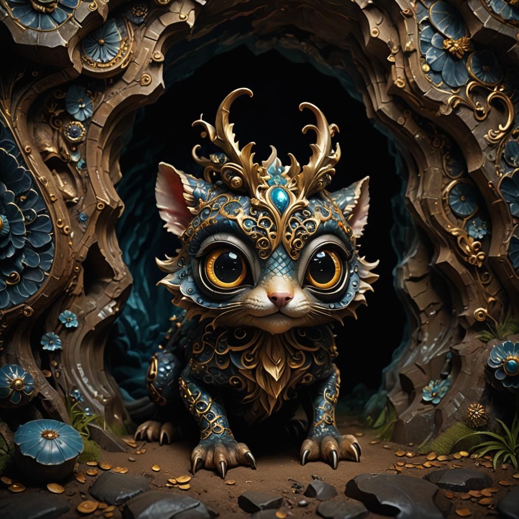 Cute Rococo Animal in Dark Cave