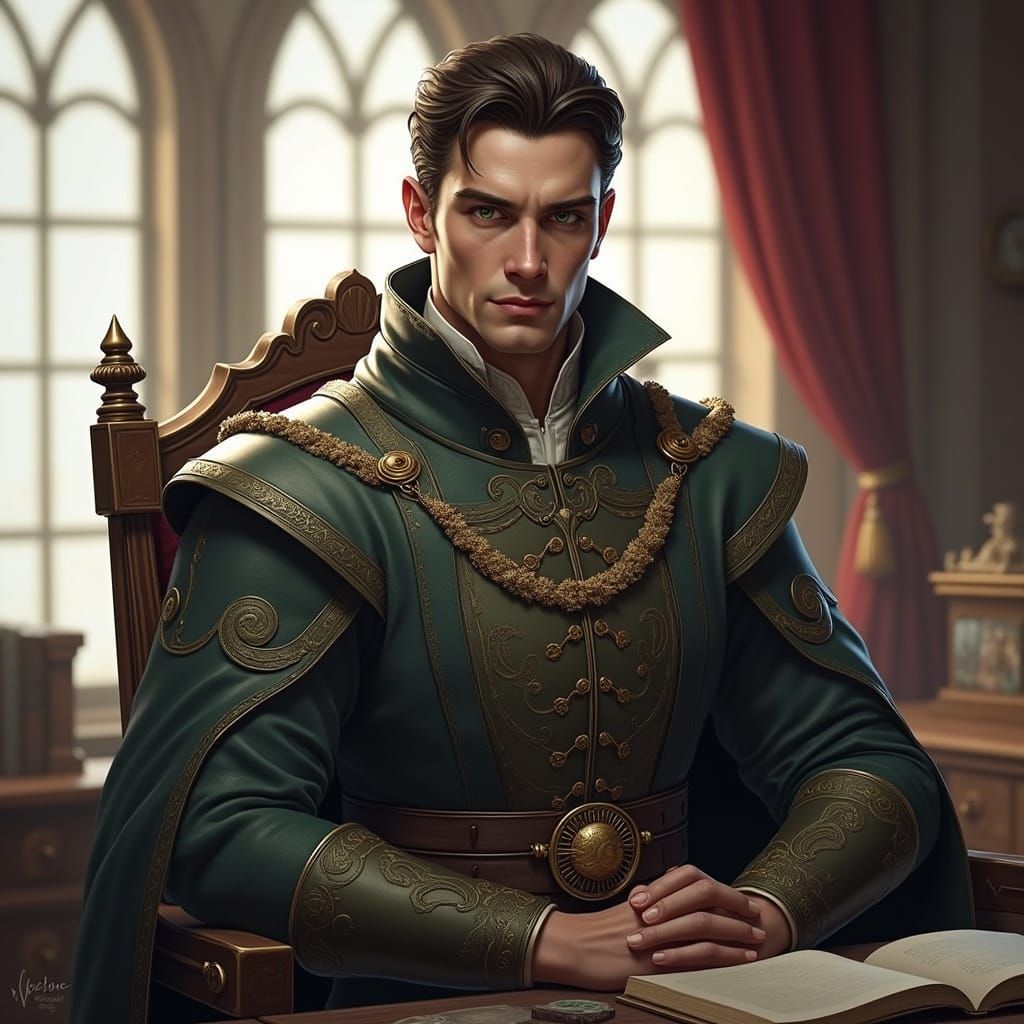 Charismatic Mayor in Lavish Study - Fantasy Art