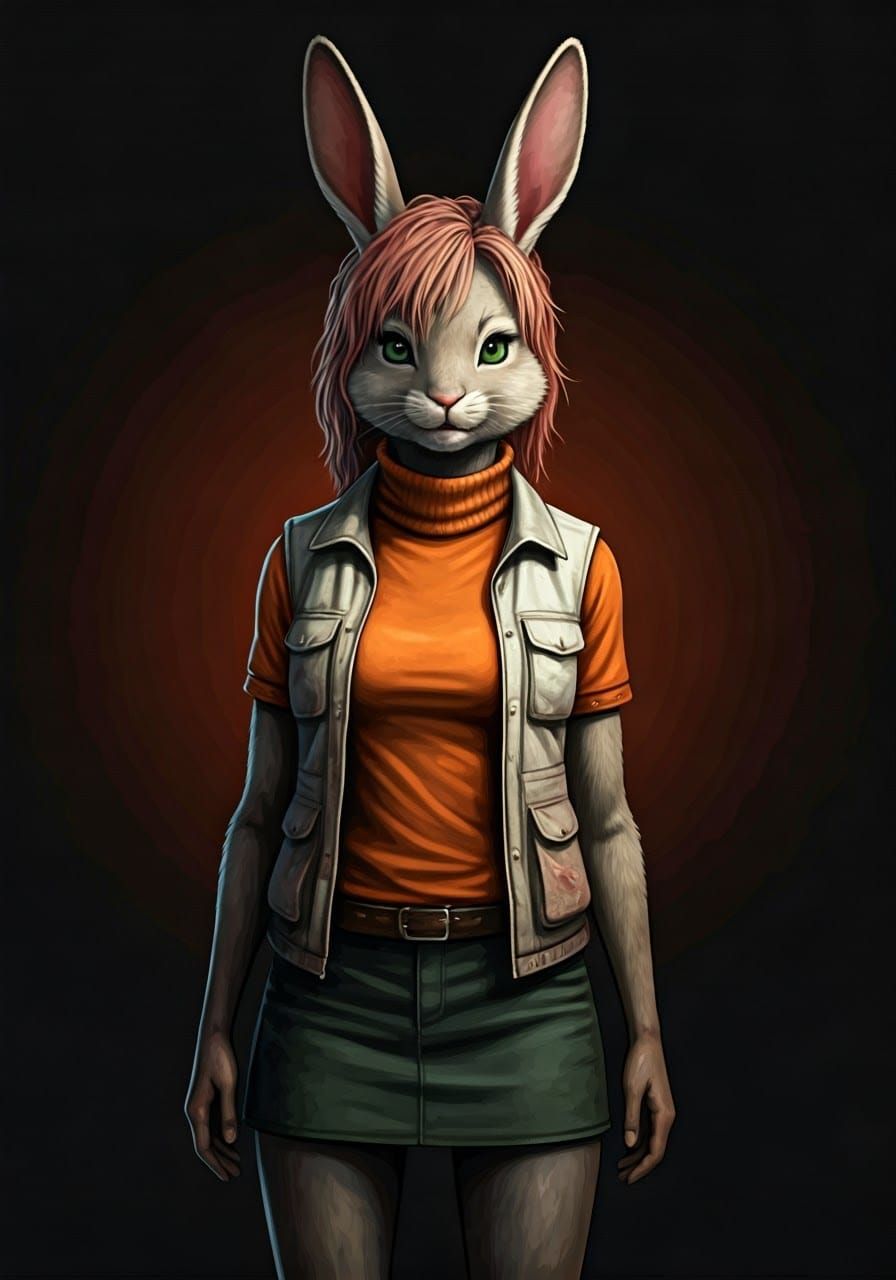 Anthropomorphic Rabbit as Heather Mason