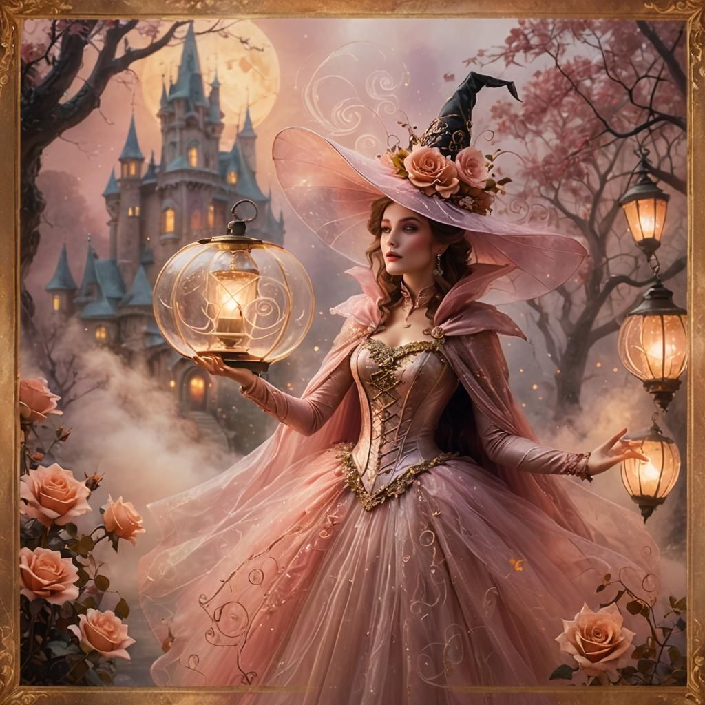 Ethereal Femme Fatale in Rose Costume