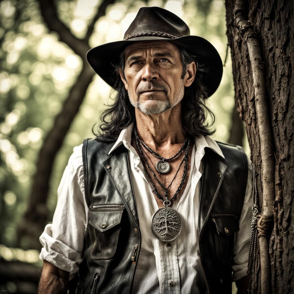 Hyperrealistic Portrait of a Forest Traveler