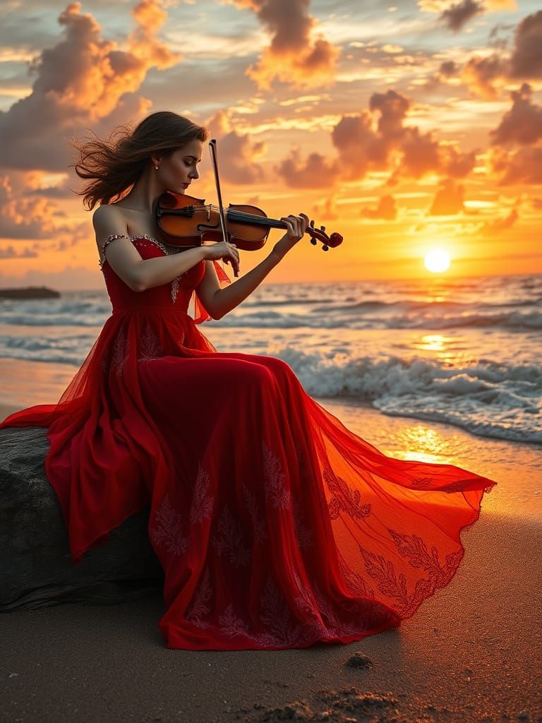Ethereal Sunset Serenade on the Beach