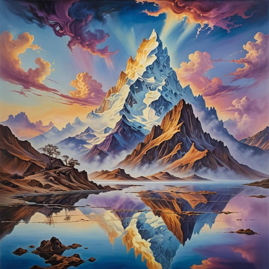 Majestic Mountain Reflects Ancient Knowledge in Surreal Land...
