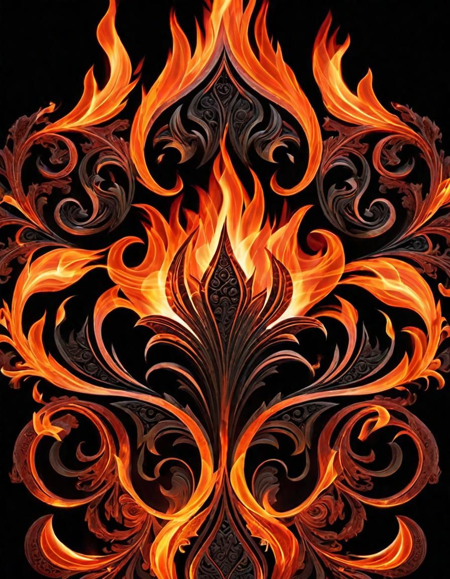 Swirling Flames in Intricate Ornate Designs