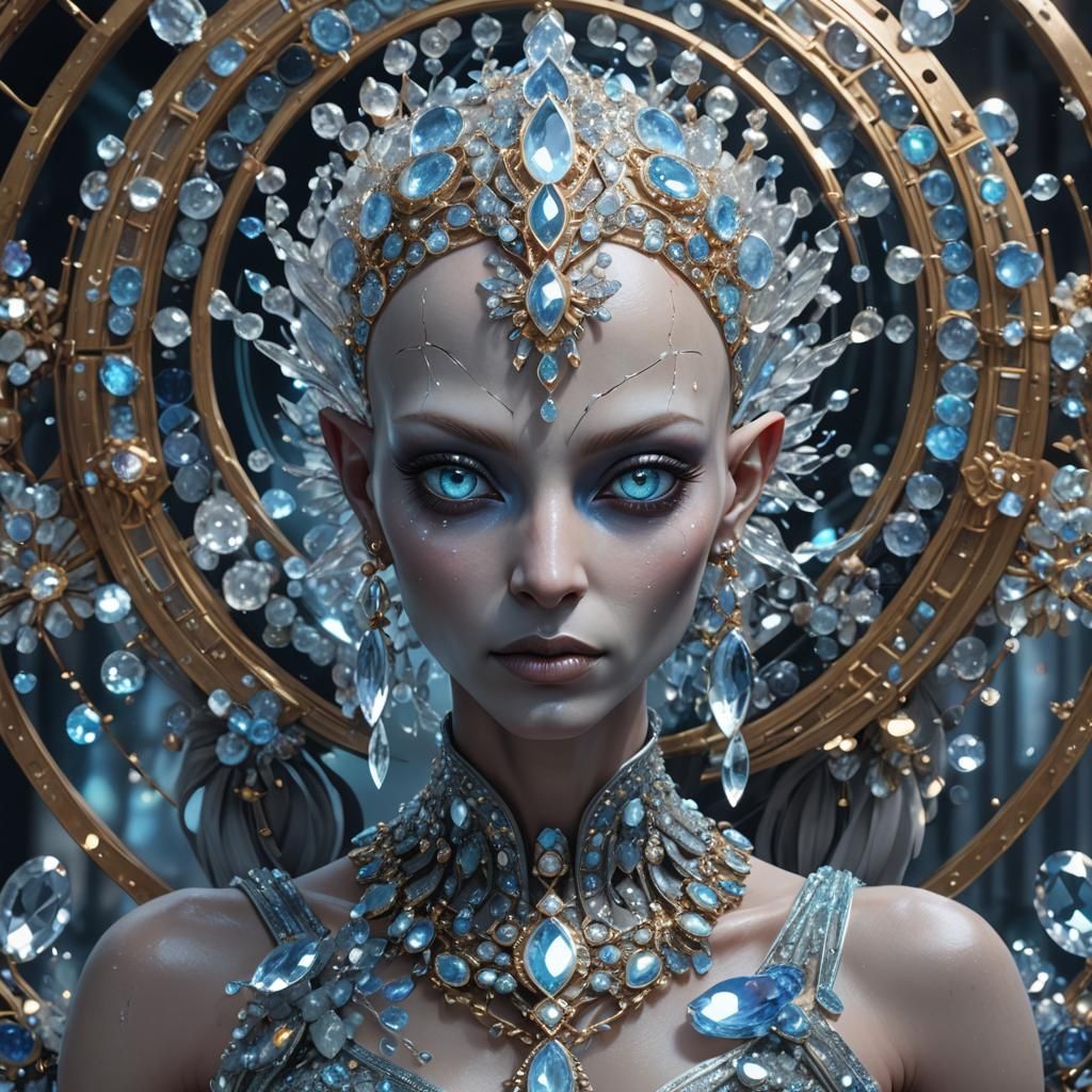 Crystalline Alien Portrait in Hyperdetailed Digital Art