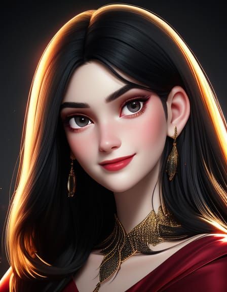 Glamorous Plus-Size Woman in Sparkling Red Evening Gown