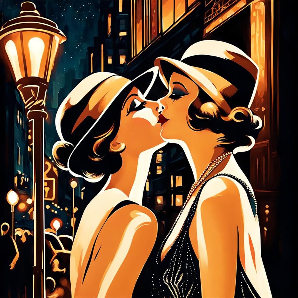 1920s Cinema Poster of Kissing Cabaret Dancers