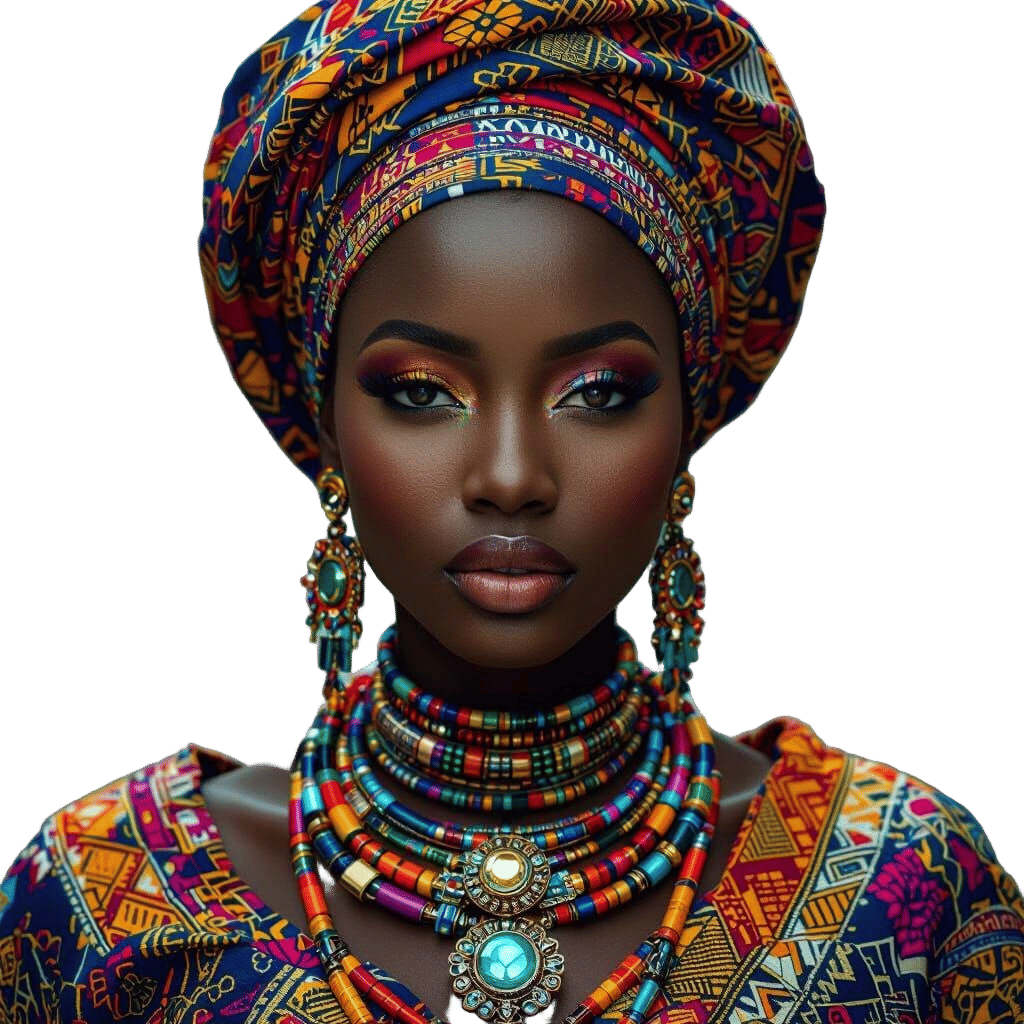 Hyperrealistic Yoruba Woman with Futuristic Jewelry