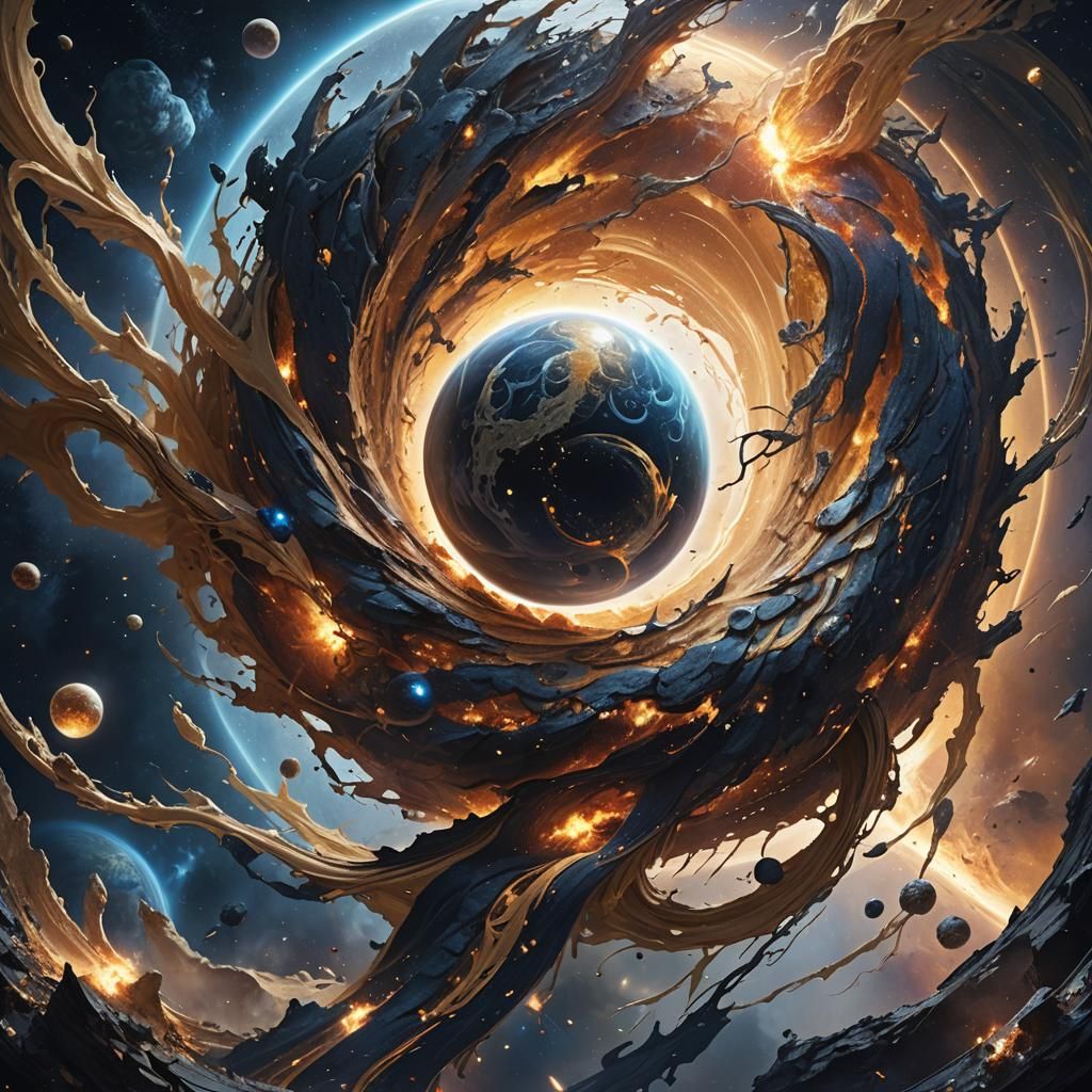 Cosmic Entity Destroys Planet in Digital Painting