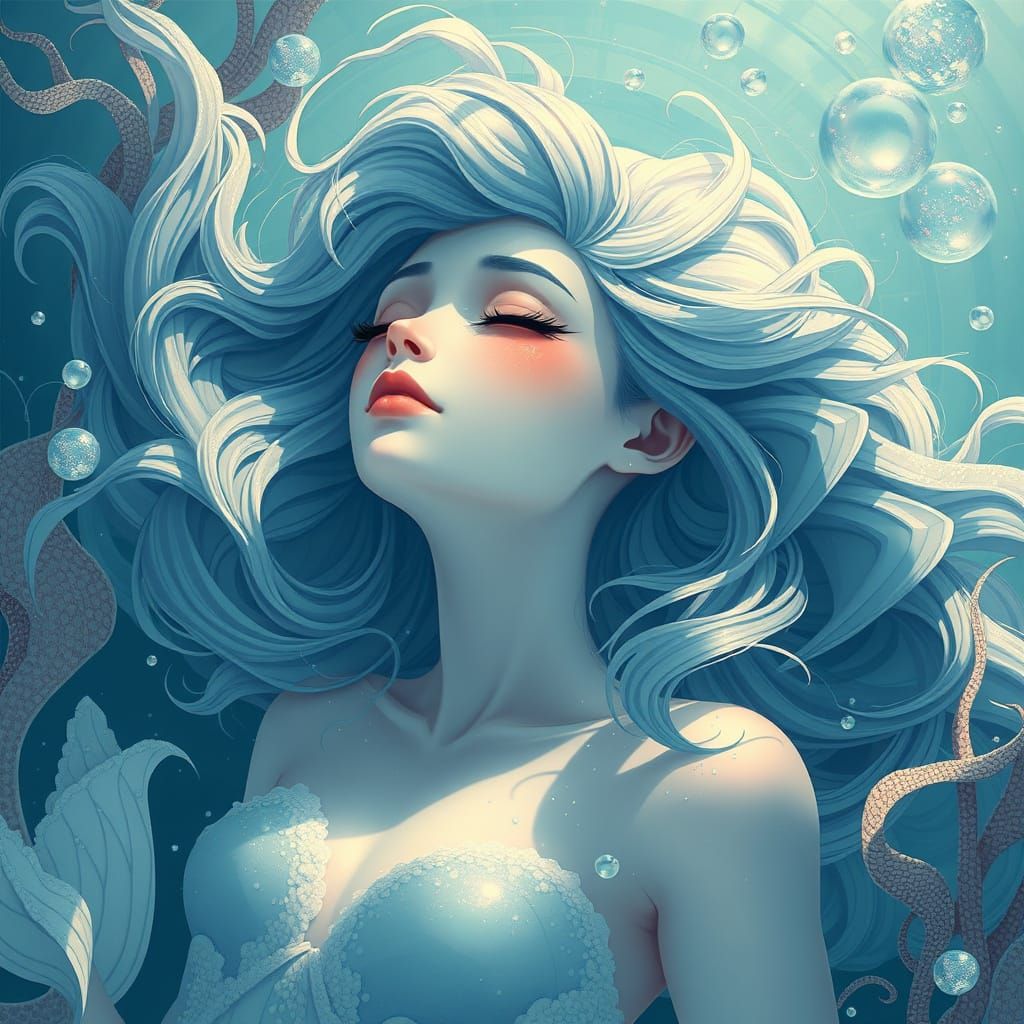 Ethereal Elemental Goddess in Anime-Inspired Underwater Scen...