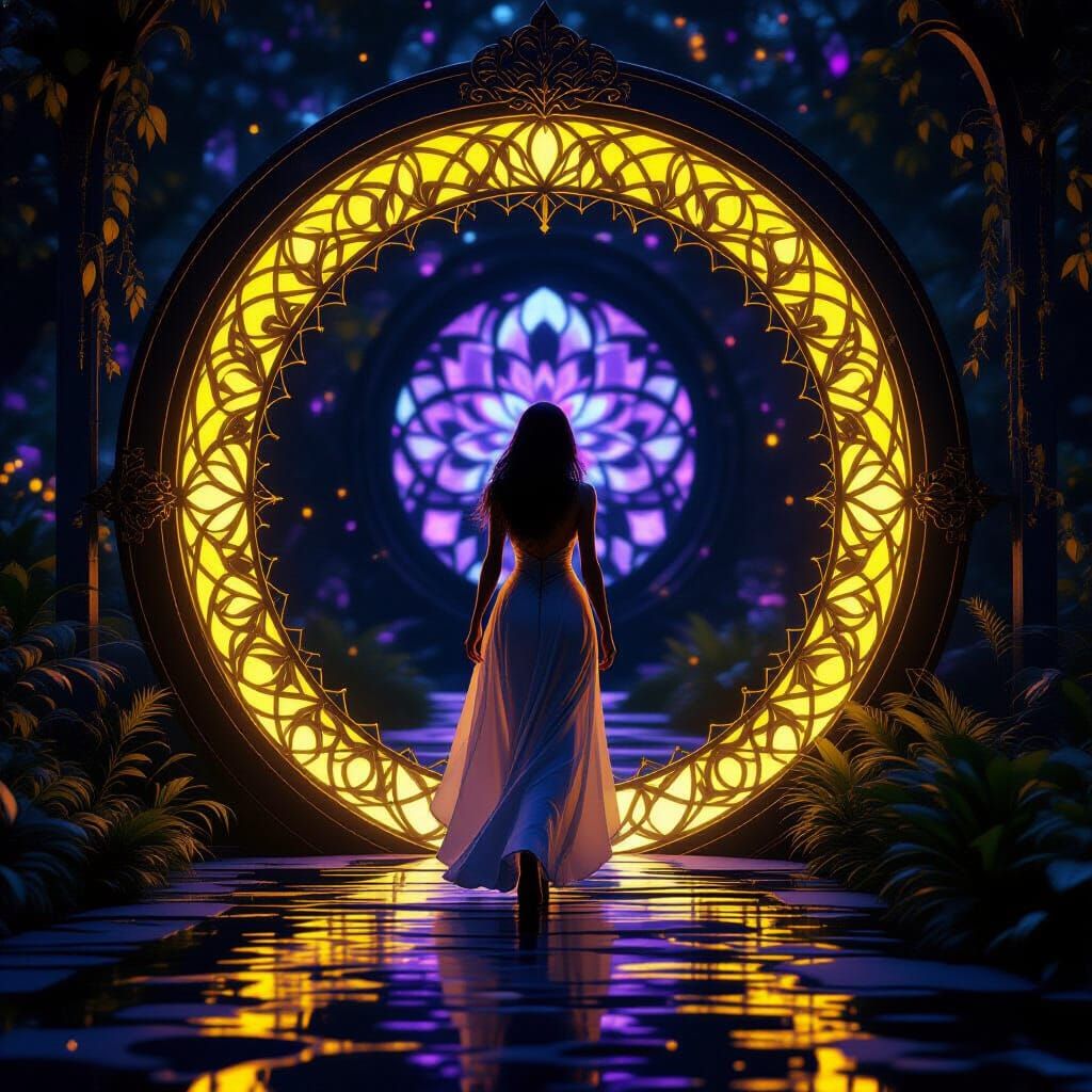 Woman Steps Through Portal to Dark Fantasy Realm